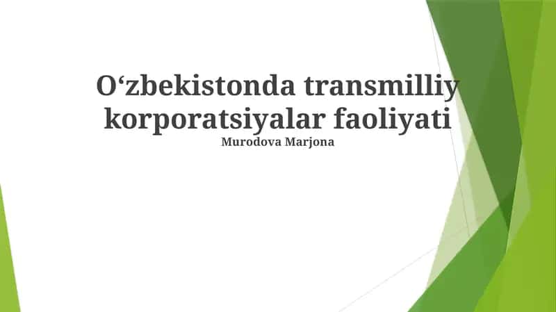 Oʻzbekistonda transmilliy korporatsiyalar faoliyati