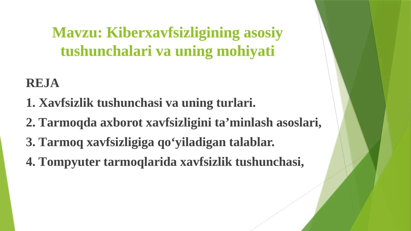 Kiberxavfsizligining asosiy tushunchalari va uning mohiyati