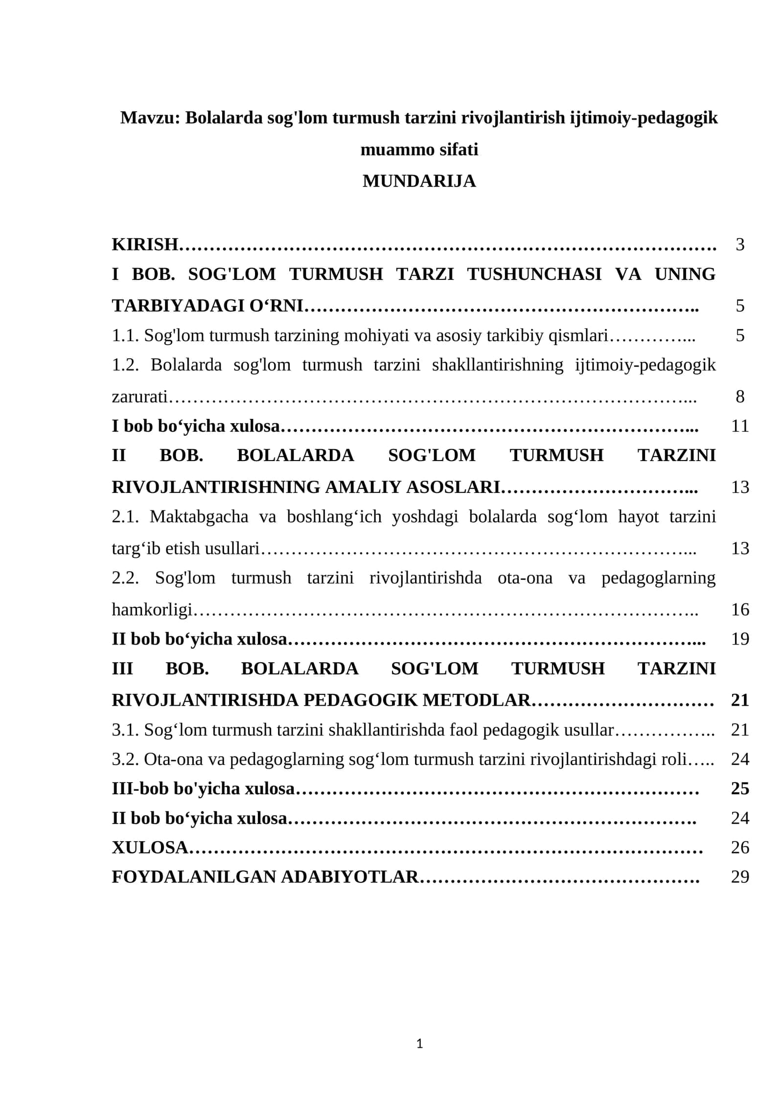Bolalarda sog'lom turmush tarzini rivojlantirish ijtimoiy-pedagogik muammo sifati