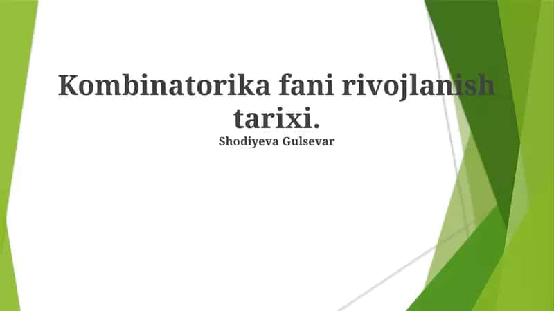 Kombinatorika fani rivojlanish tarixi
