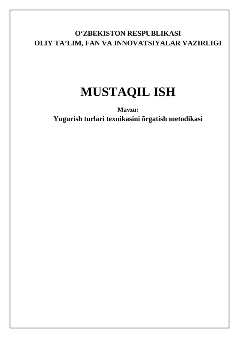 Yugurish turlari texnikasini õrgatish metodikasi