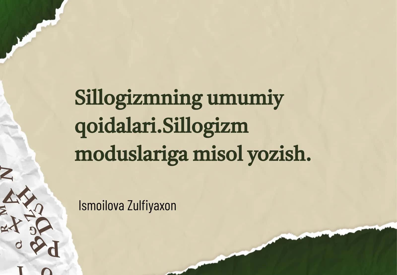 Sillogizmning umumiy qoidalari