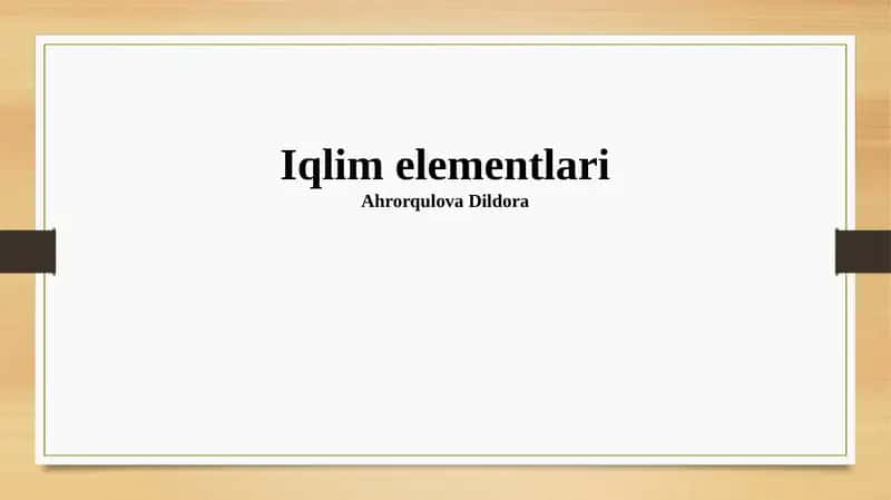Iqlim elementlari