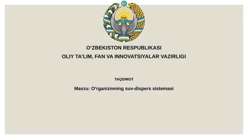Oʻrganizmningsuv-disperssistemasi