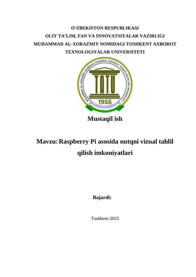 Raspberry Pi asosida nutqni vizual tahlil qilish imkoniyatlari