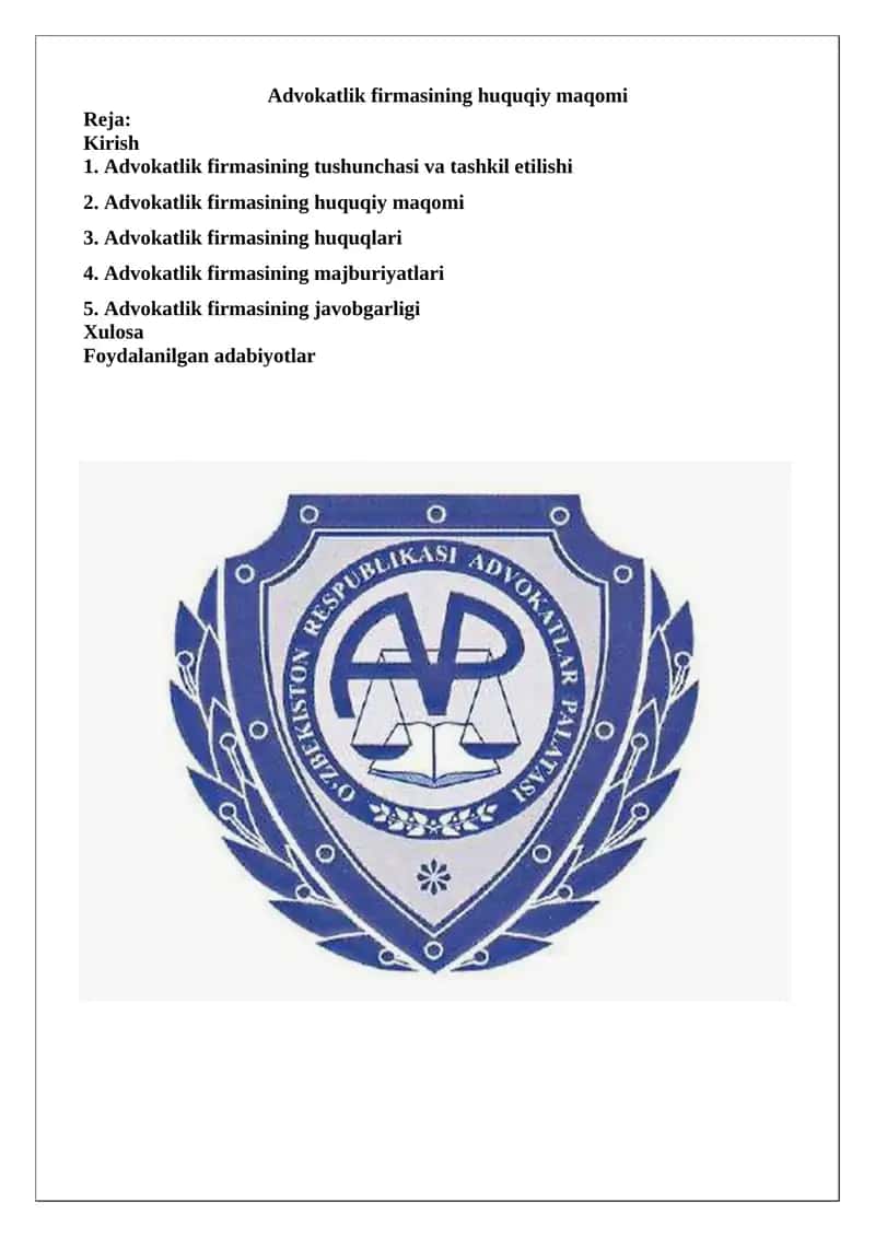 Advokatlik firmasining huquqiy maqomi