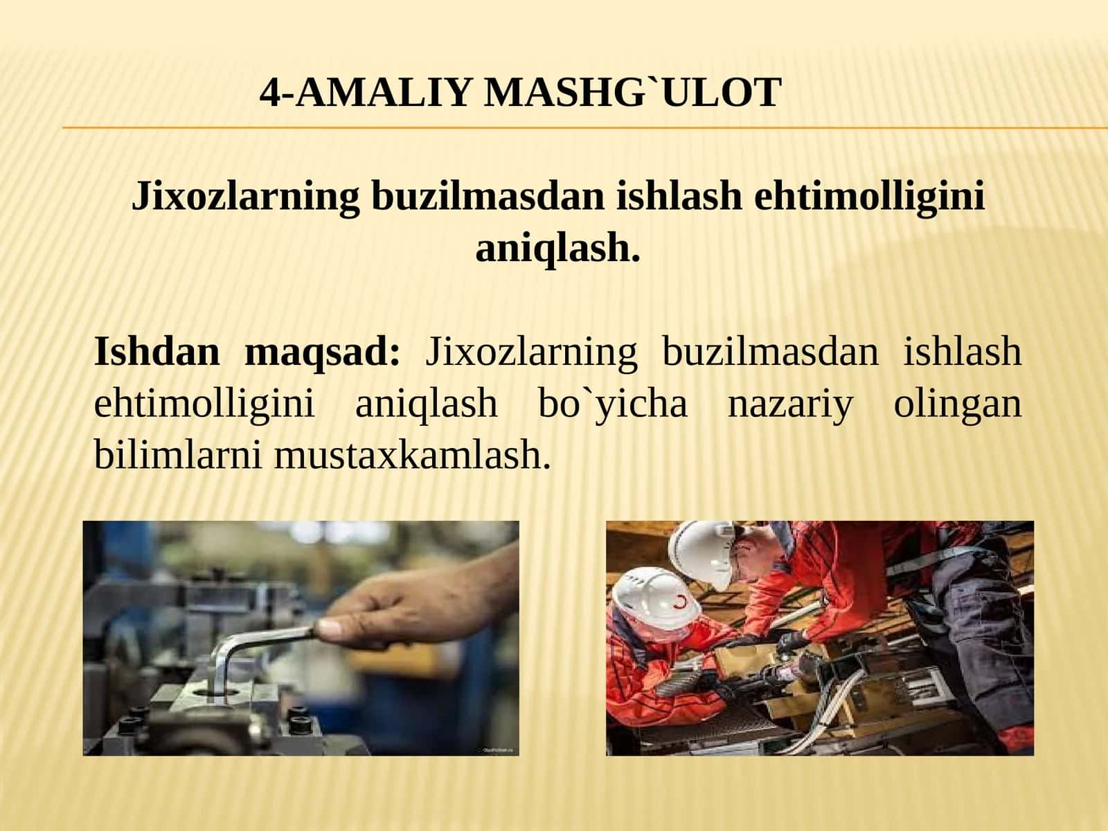 Jiхozlarning buzilmasdan ishlash ehtimolligini aniqlash
