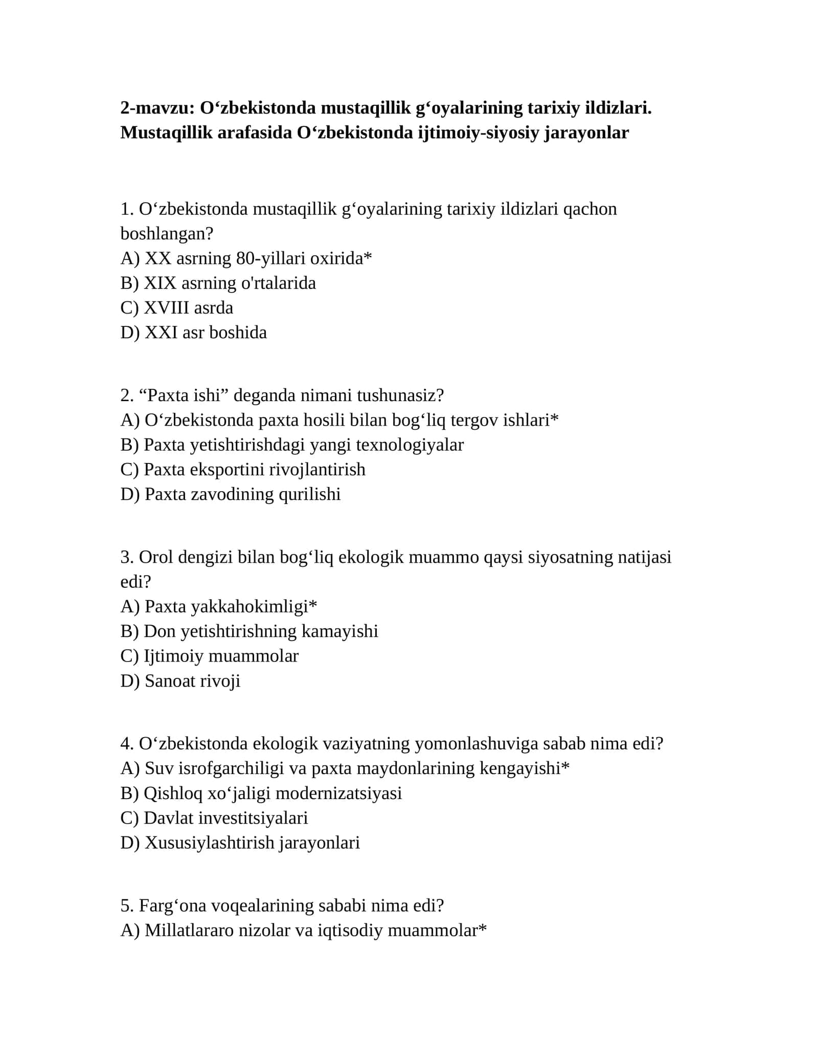 O‘zbekistonda mustaqillik g‘oyalarining tarixiy ildizlari