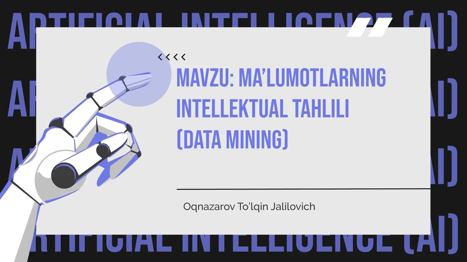 Ma’lumotlarningintellektualtahlili(Data Mining)