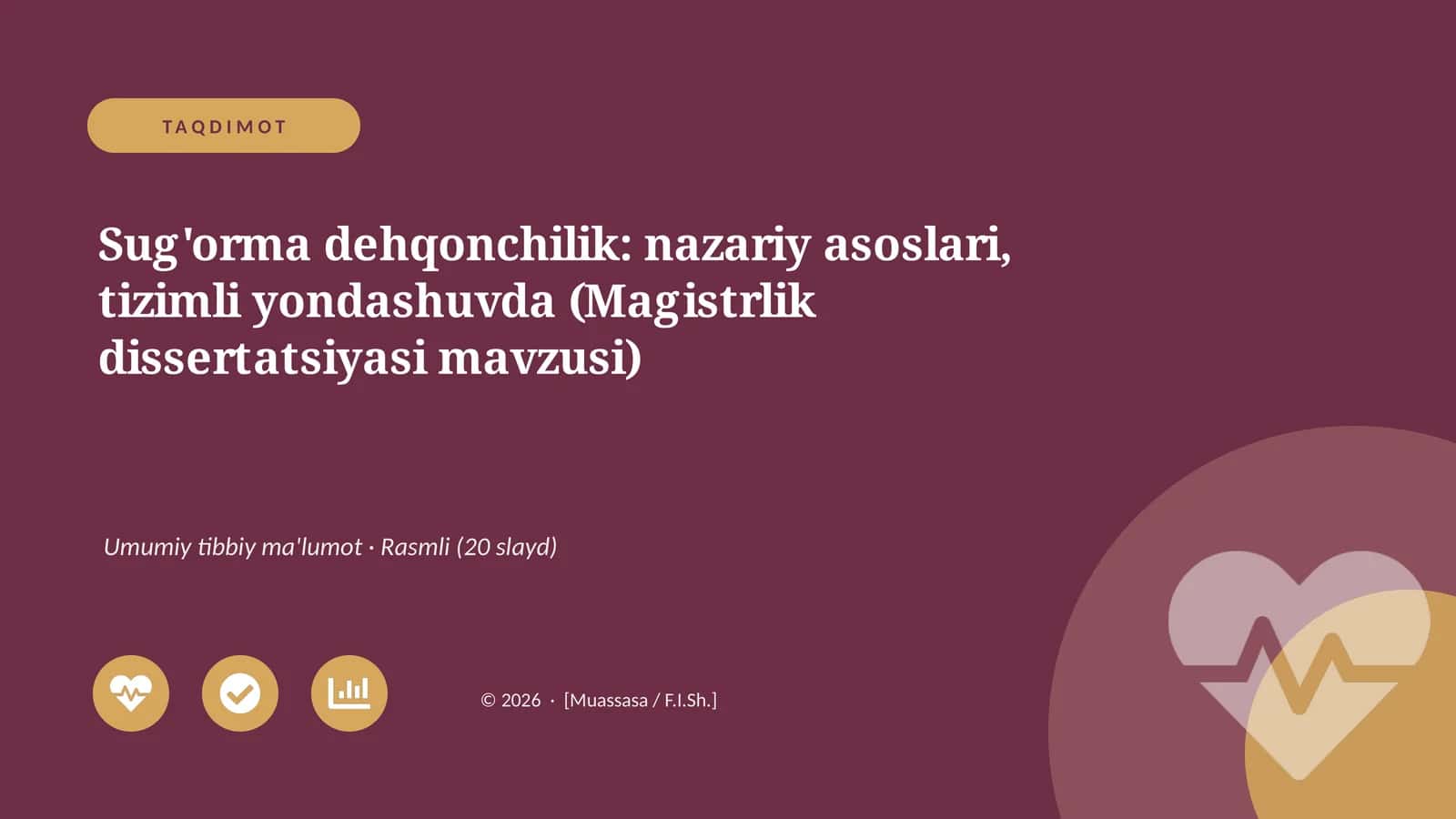 Sug'orma dehqonchilik: nazariy asoslari, tizimli yondashuvda (Magistrlik dissertatsiyasi mavzusi)