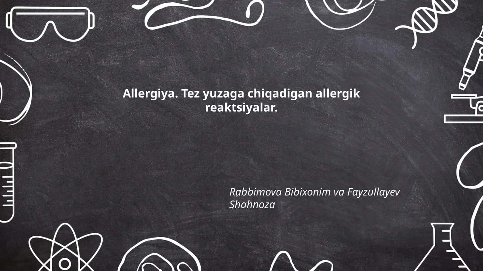 Allergiya. Tez yuzaga chiqadigan allergik reaktsiyalar