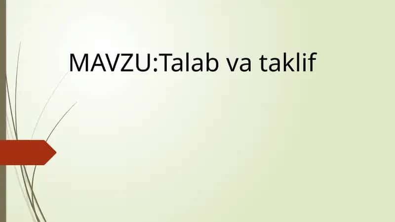Talab va taklif