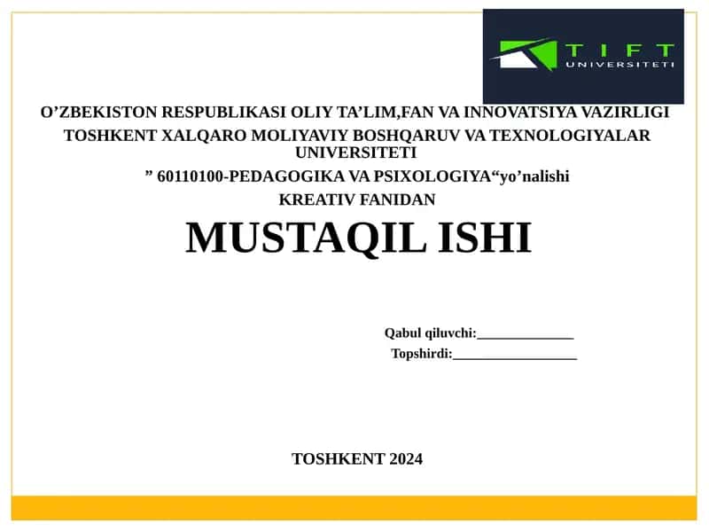 KREATIV FANIDAN MUSTAQIL ISHI