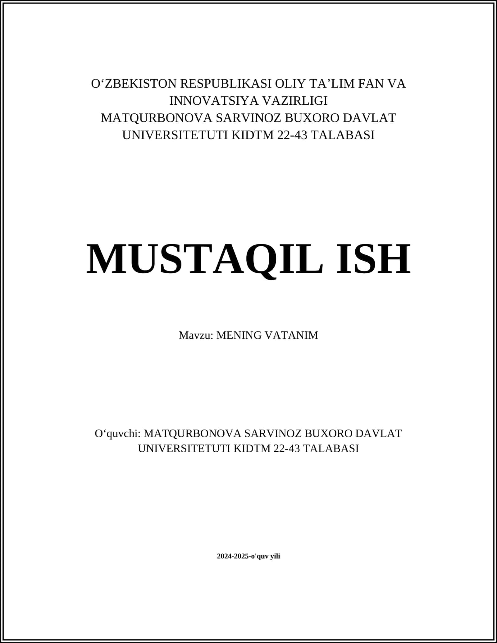 MENING VATANIM