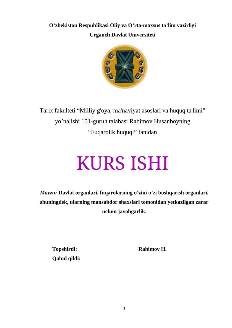 Davlat organlari, fuqarolarning o’zini o’zi boshqarish organlari