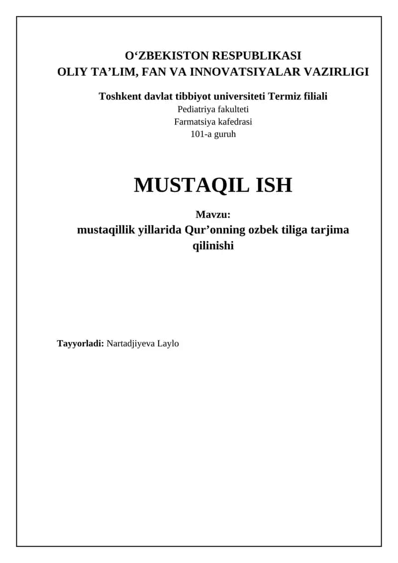 Qur'on tarjimalarining zarurati va ahamiyati
