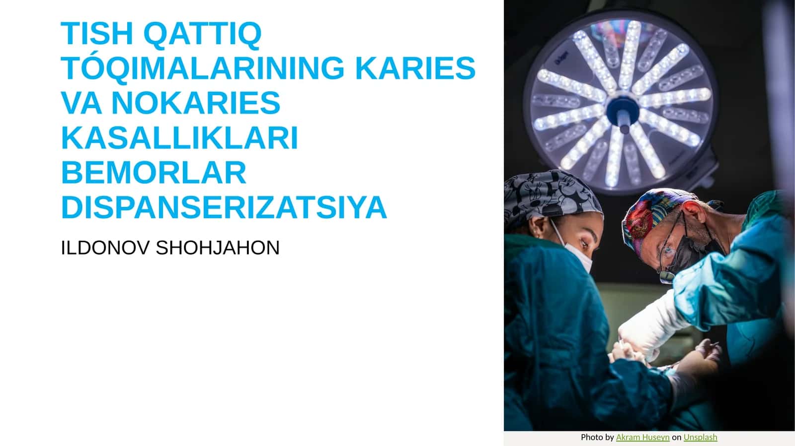 TISH QATTIQ TÓQIMALARINING KARIES VA NOKARIES KASALLIKLARI BEMORLAR DISPANSERIZATSIYA