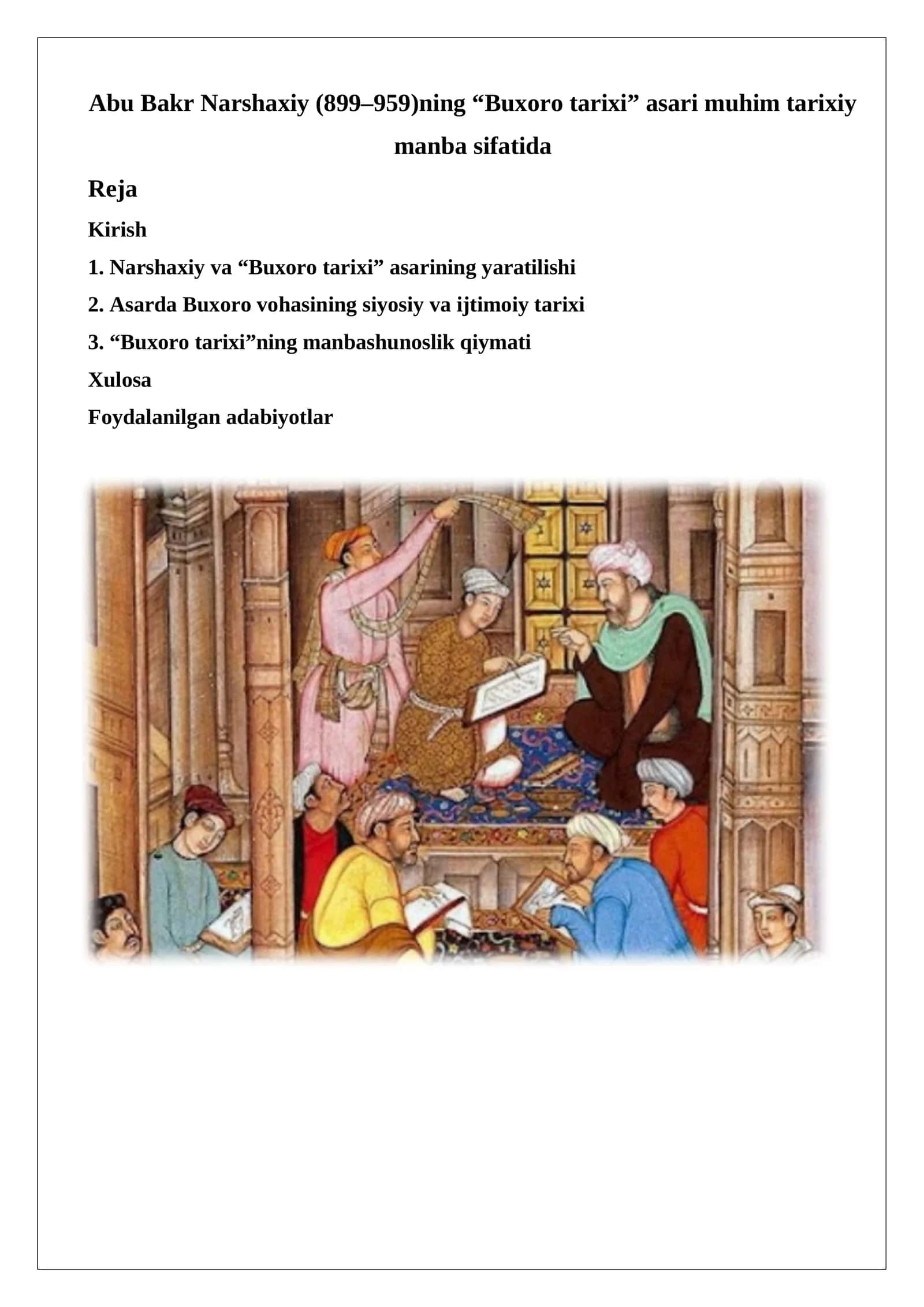Abu Bakr Narshaxiy "Buxoro tarixi"