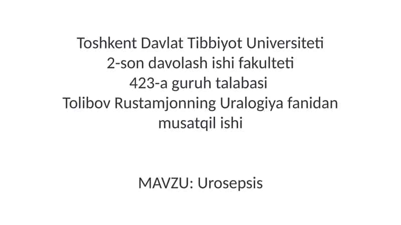 Urosepsis