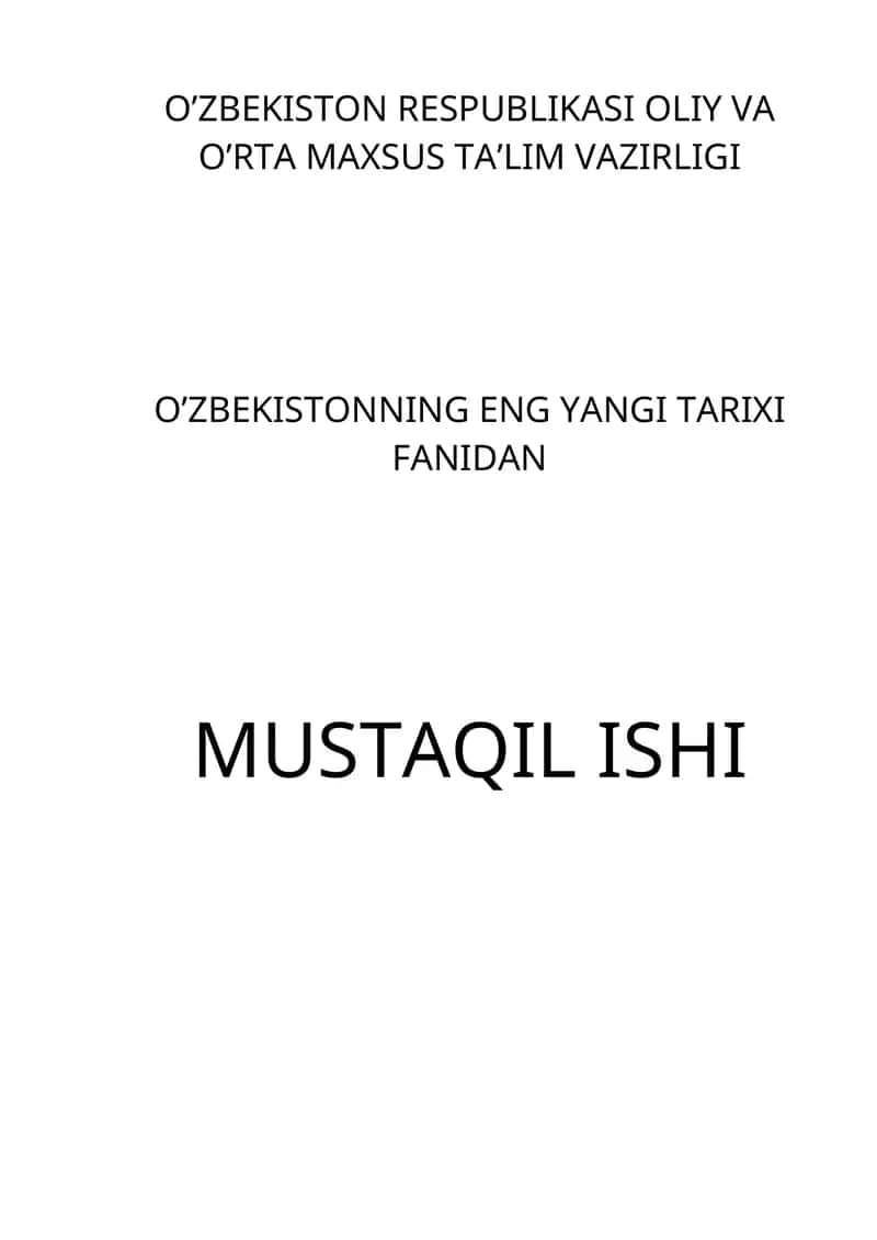 O'zbekistonning Mustaqilligi