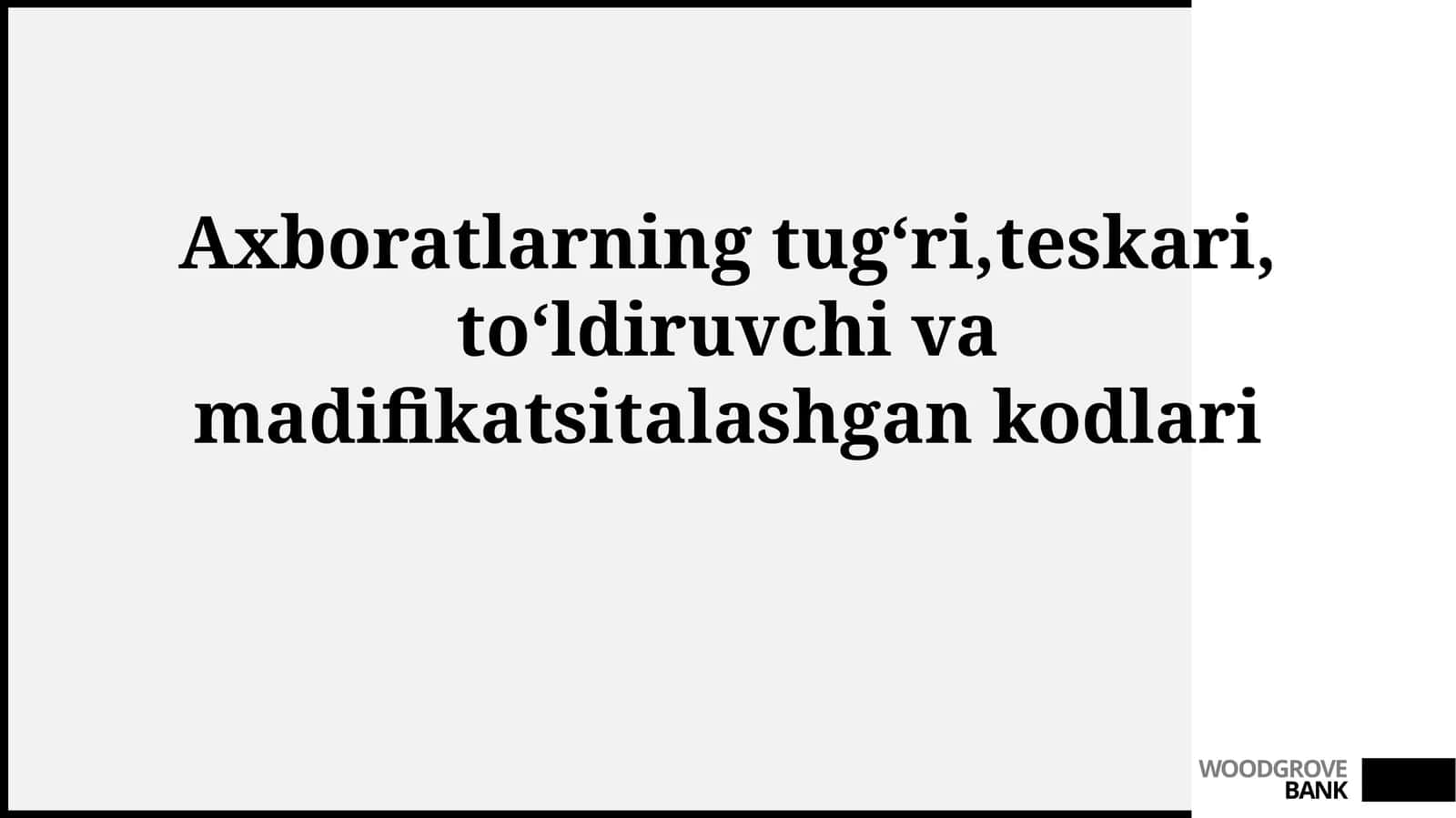 Axboratlarning tugʻri,teskari, toʻldiruvchi vamadifikatsitalashgankodlari