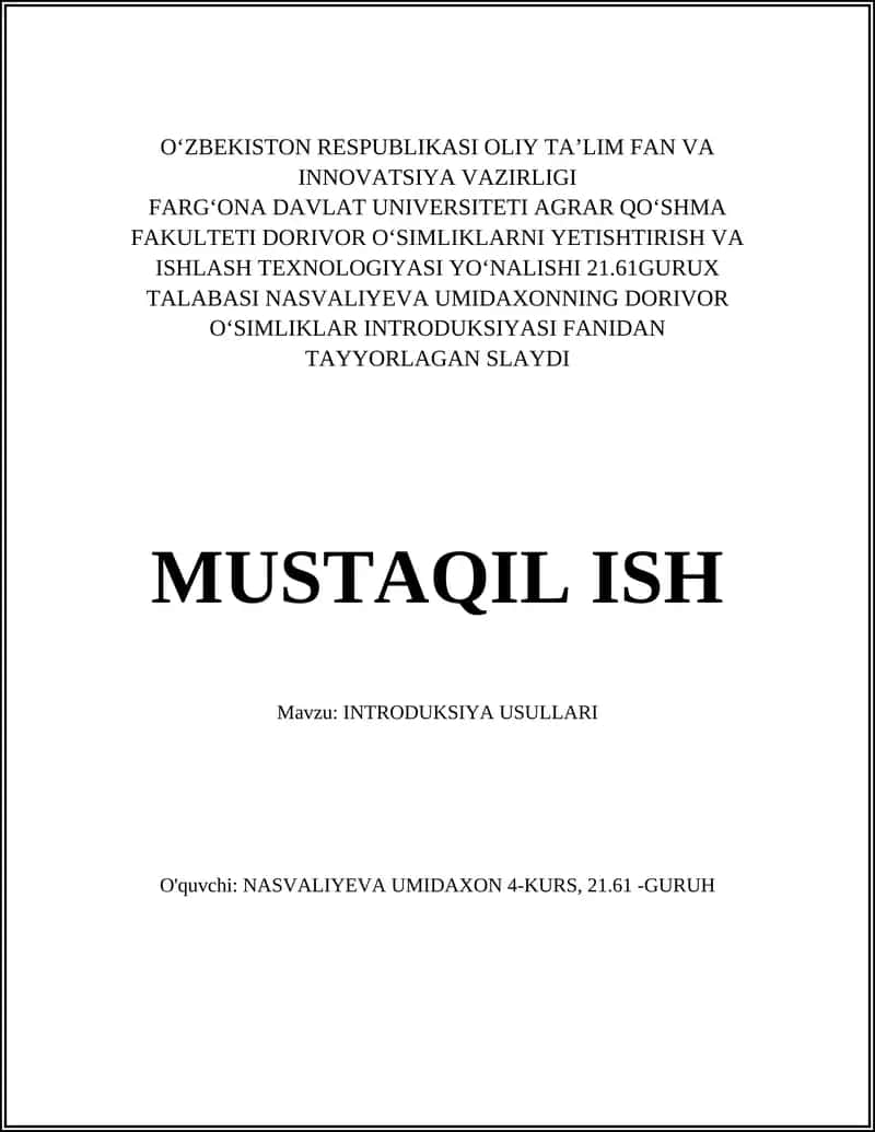 INTRODUKSIYA USULLARI