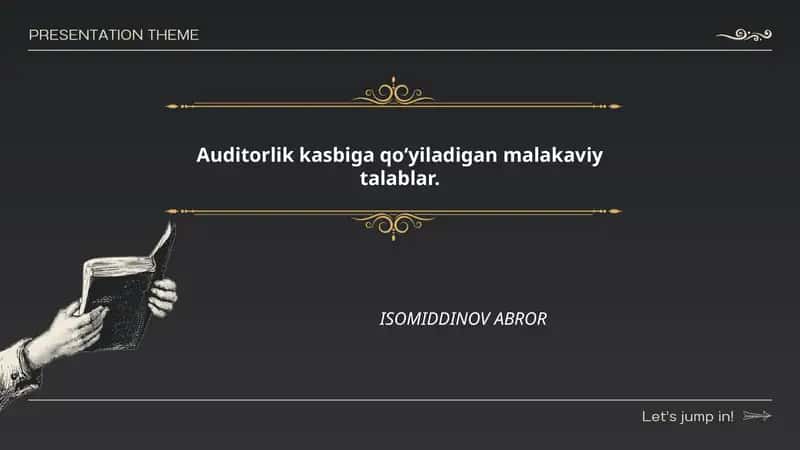 Auditorlik kasbiga qoʻyiladigan malakaviy talablar