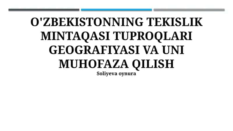 Tuproqlarning degradasiyasi va eroziyasi muammolari