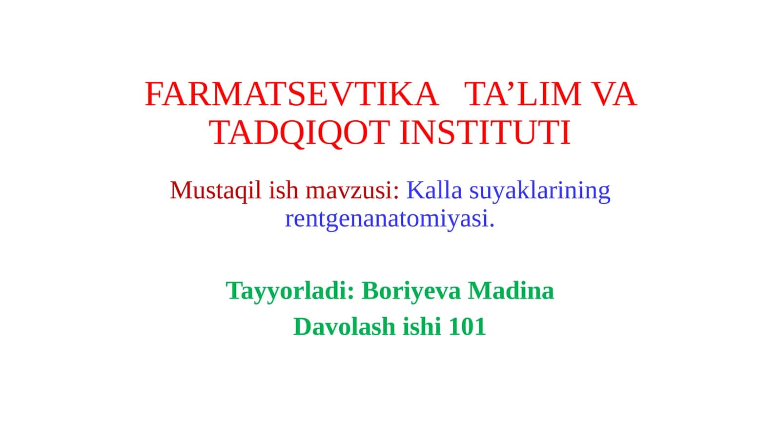 Kalla suyaklarining rentgenanatomiyasi