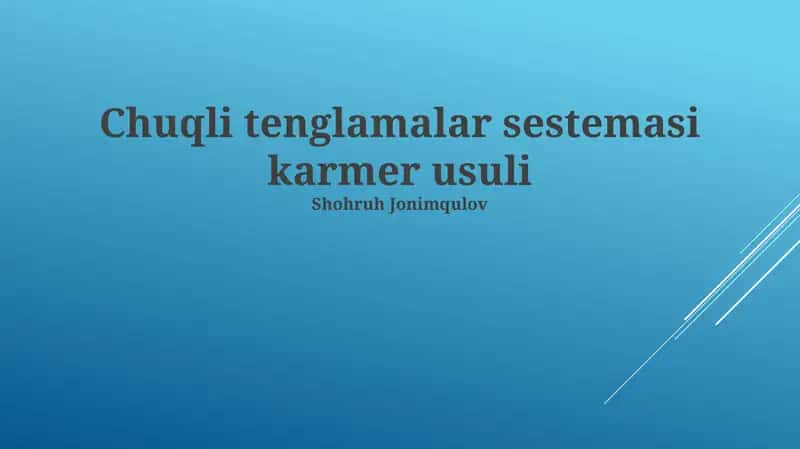 Kramer qoidasi yordamida tenglamalar sistemasini yechish