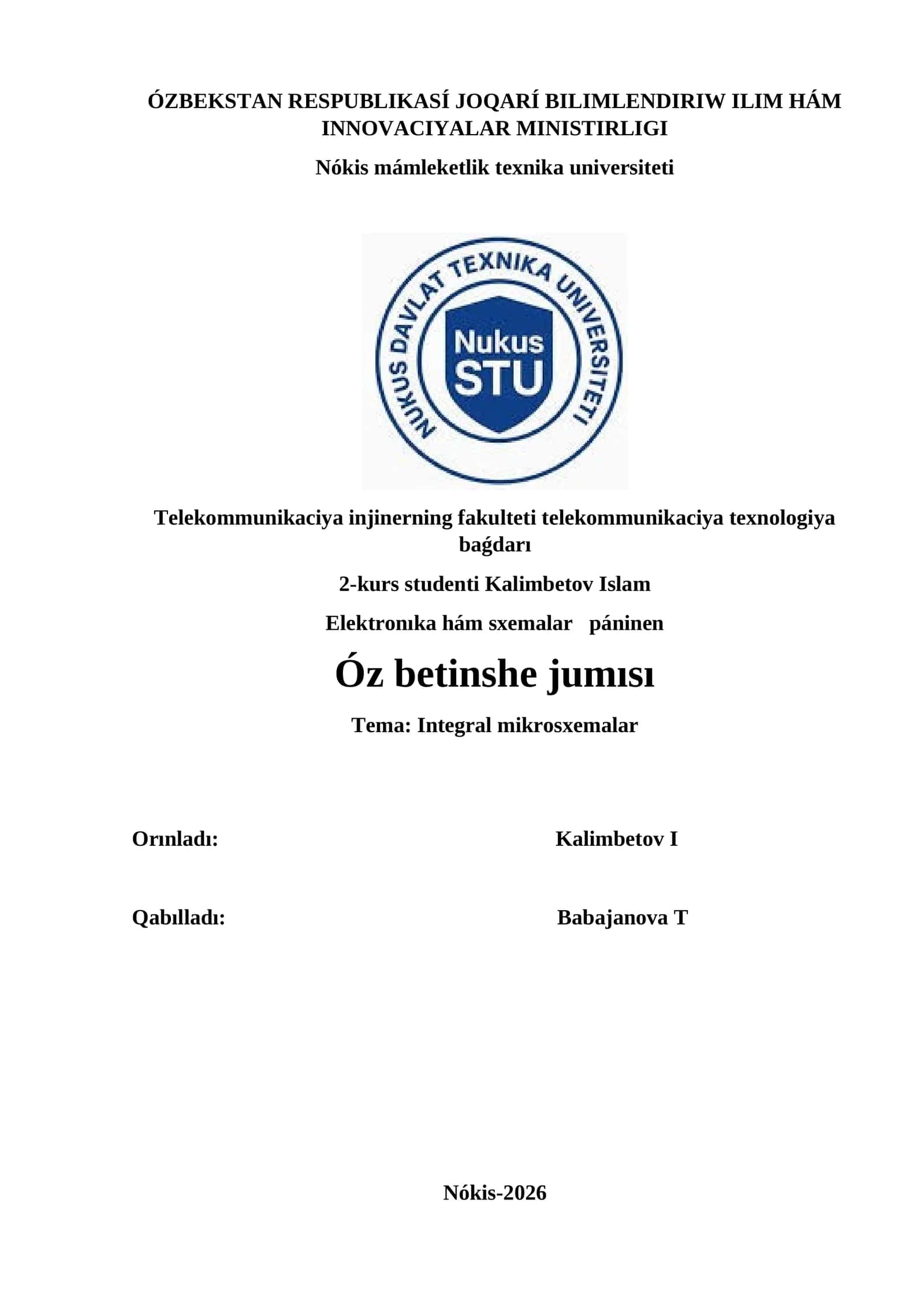 Integral mikrosxemalar