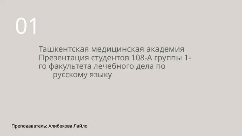 Презентация студентов 108-A группы 1-го факультета лечебного дела по русскому языку