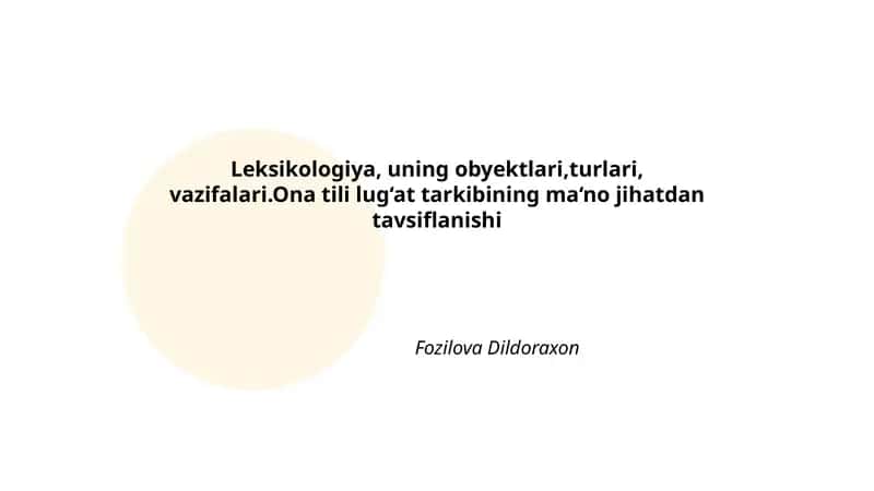 Leksikologiya