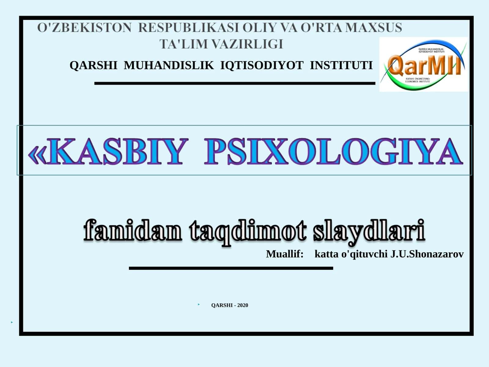 Qobiliyatlar va shaxsning kasbiy shakllanishi