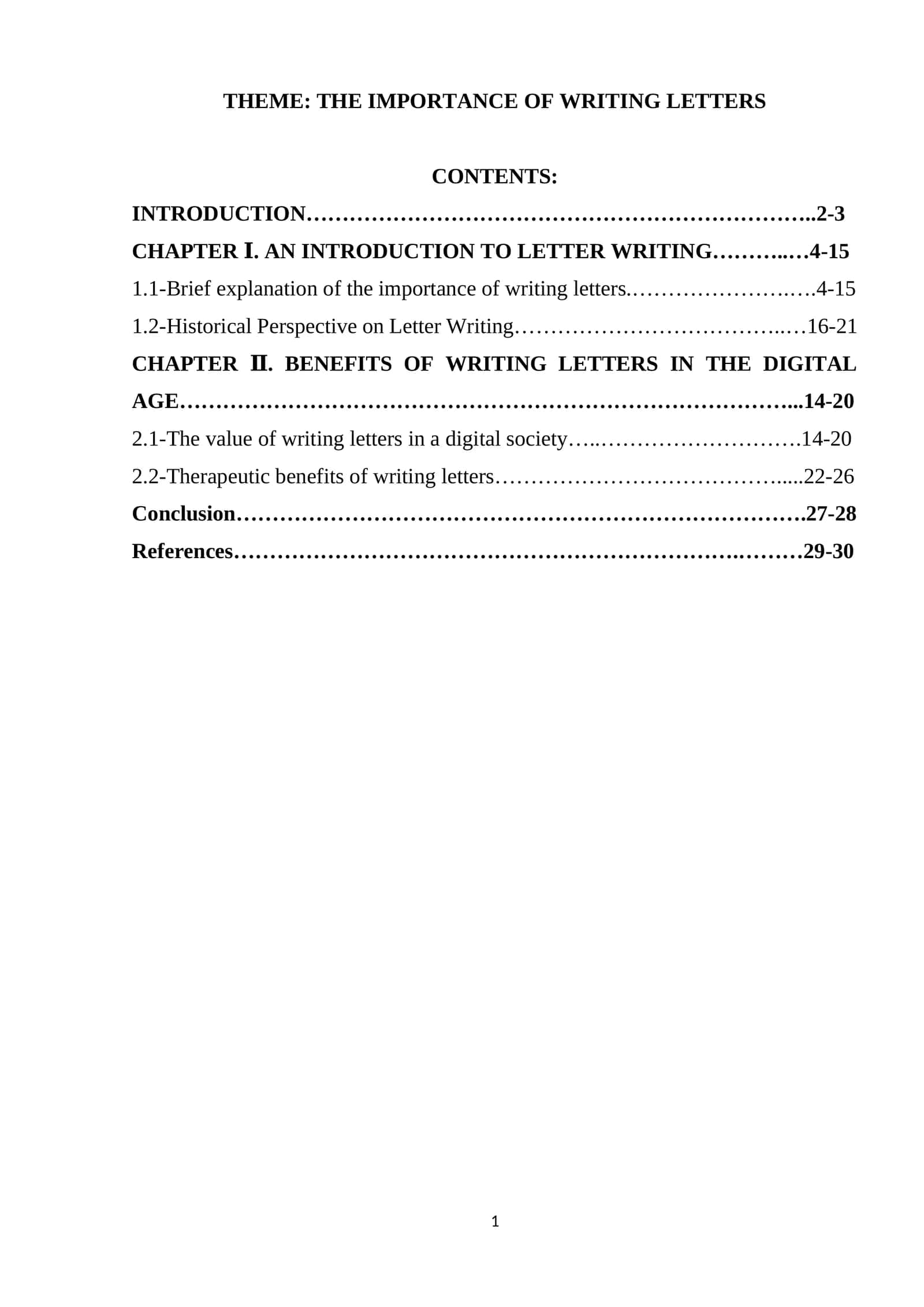 THE IMPORTANCE OF WRITING LETTERS