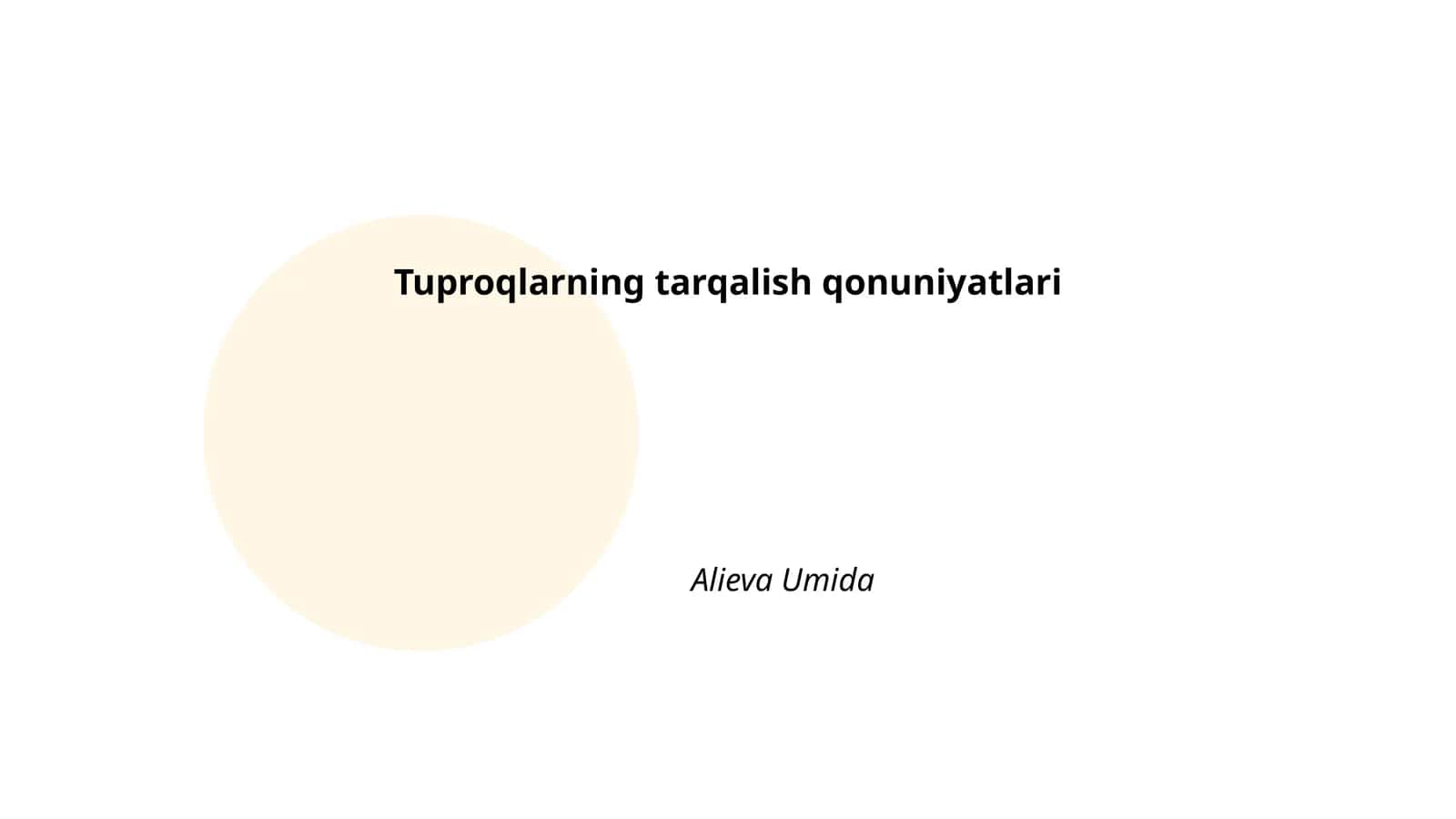 Tuproqlarning tarqalish qonuniyatlari