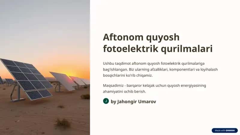 Aftonom quyosh fotoelektrik qurilmalari