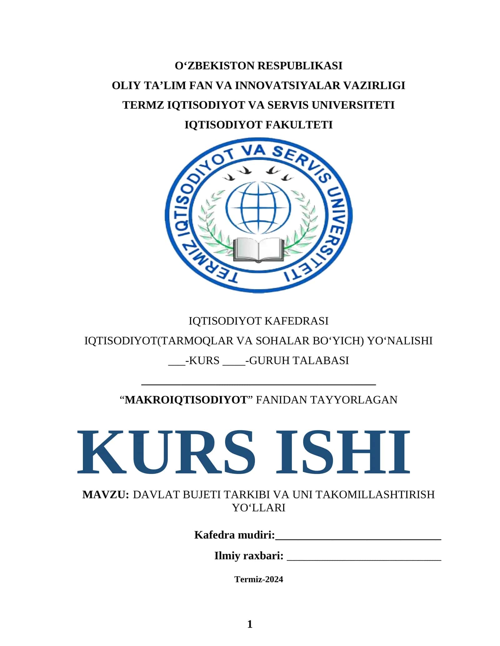 MAKROIQTISODIYOT KURSI