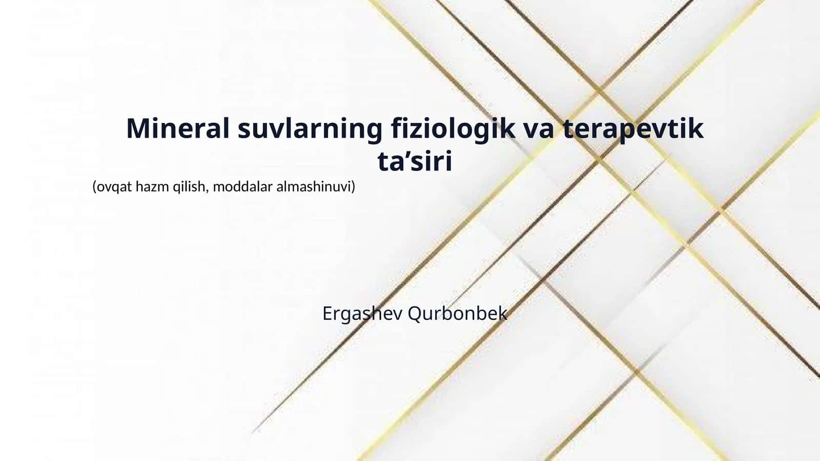 Mineral suvlarning fiziologik va terapevtik ta’siri