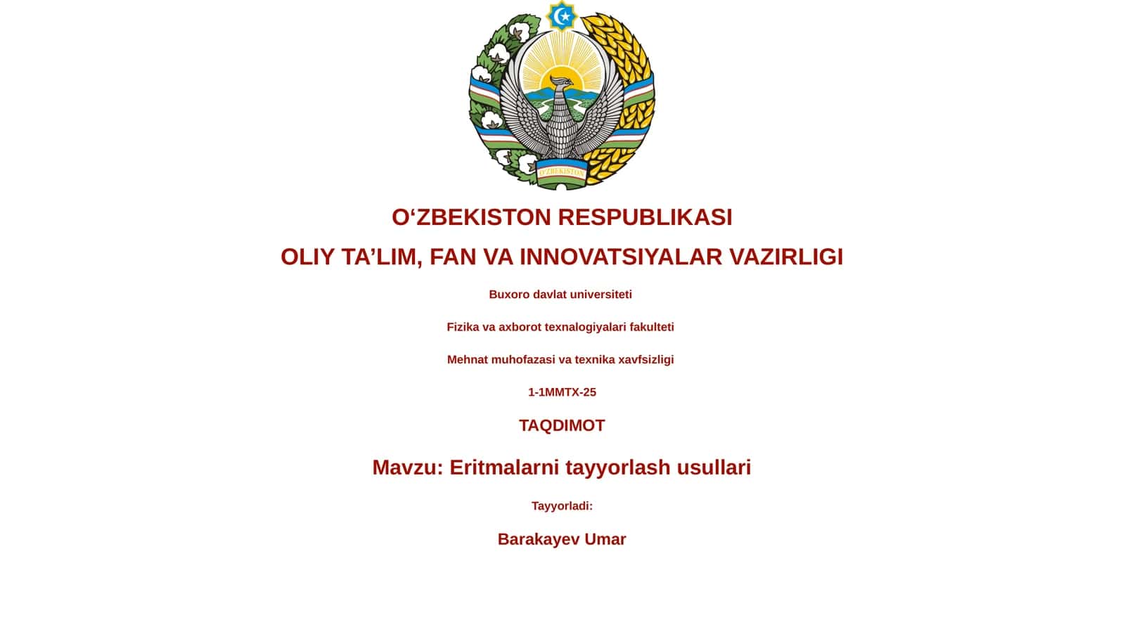 Eritmalarni tayyorlash usullari