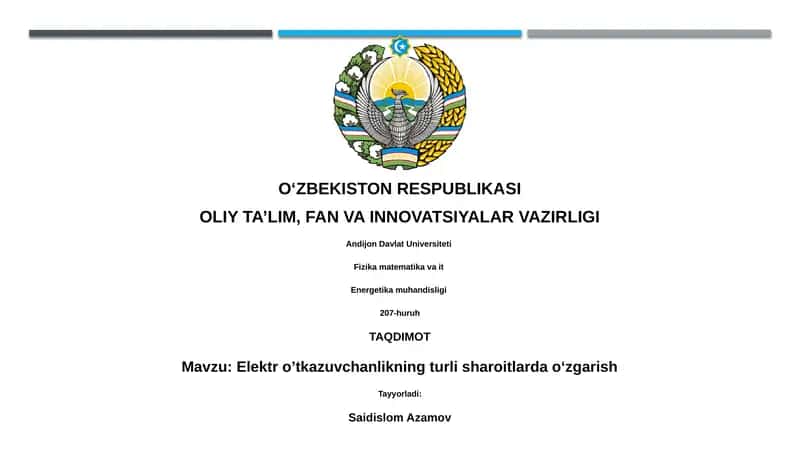 Elektr oʼtkazuvchanlikning turli sharoitlarda oʻzgarish