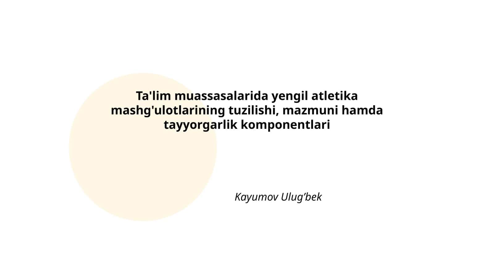 Ta'lim muassasalarida yengil atletika mashg'ulotlarining tuzilishi, mazmuni hamda tayyorgarlik komponentlari