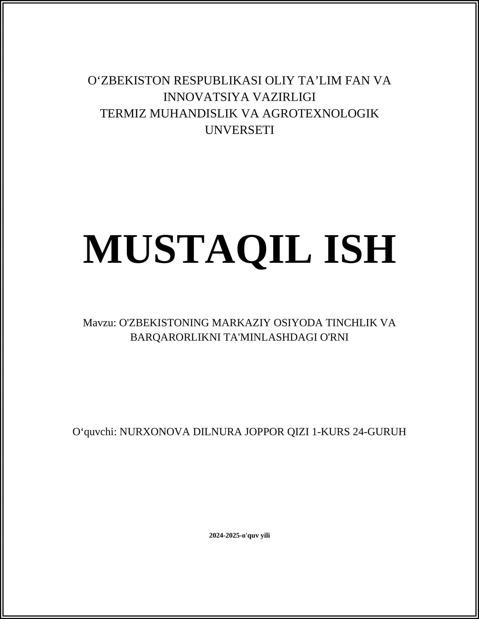 O'zbekistonning xalqaro diplomatiyadagi roli