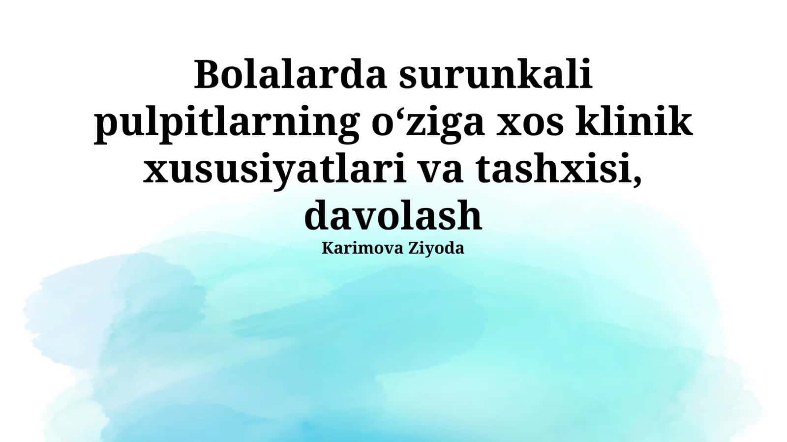Surunkali pulpitning tanqisai va davolash usullari