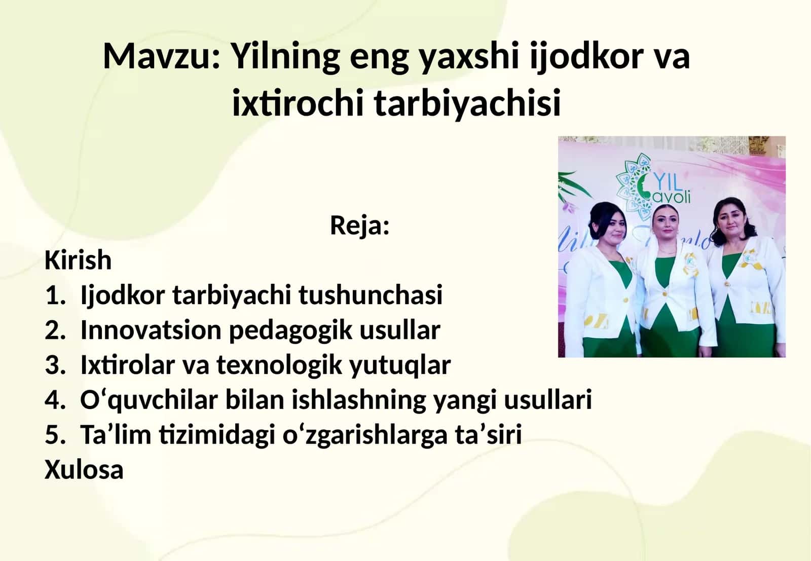 Yilning eng yaxshi ijodkor va ixtirochi tarbiyachisi