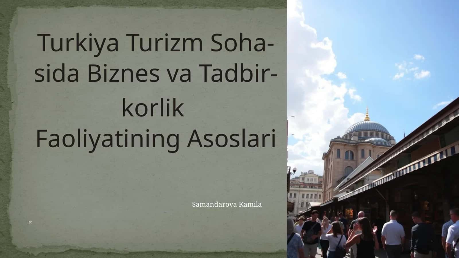 Turkiya Turizm Sohasida Biznes vaTadbirkorlik FaoliyatiningAsoslari