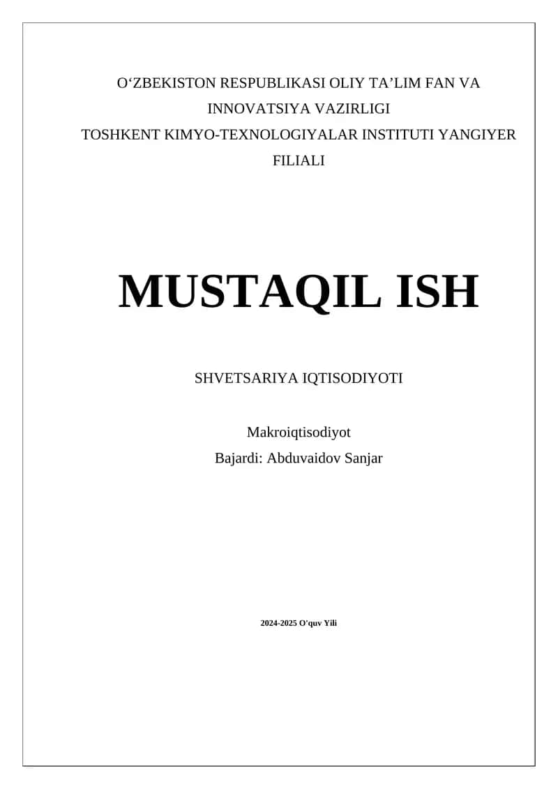 Shvetsariya iqtisodiyoti