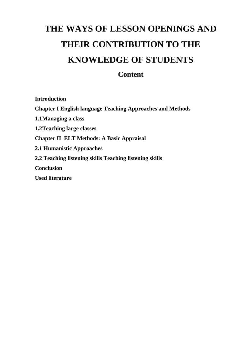 English Language Teaching Methods Course