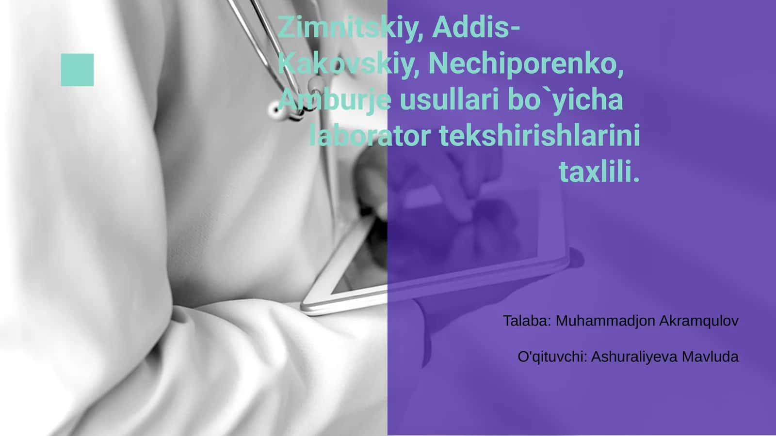 Zimnitskiy, Addis-Kakovskiy, Nechiporenko, Amburje usullari