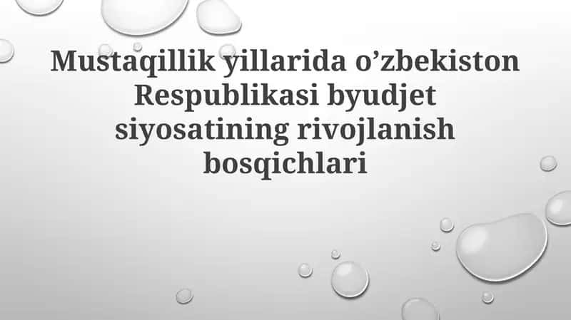 Mustaqillik yillaridao’zbekiston Respublikasi byudjet siyosati